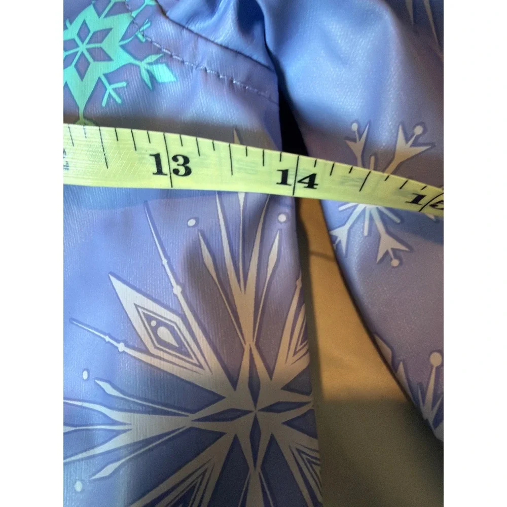 Disney Frozen Elsa Anna Rain Jacket Girls 5/6 Purple Snowflake Hooded Raincoat